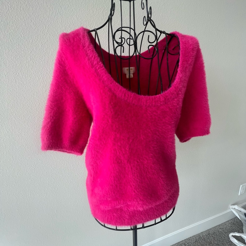 Anthropologie Fuchsia Scoop Neck Sweater